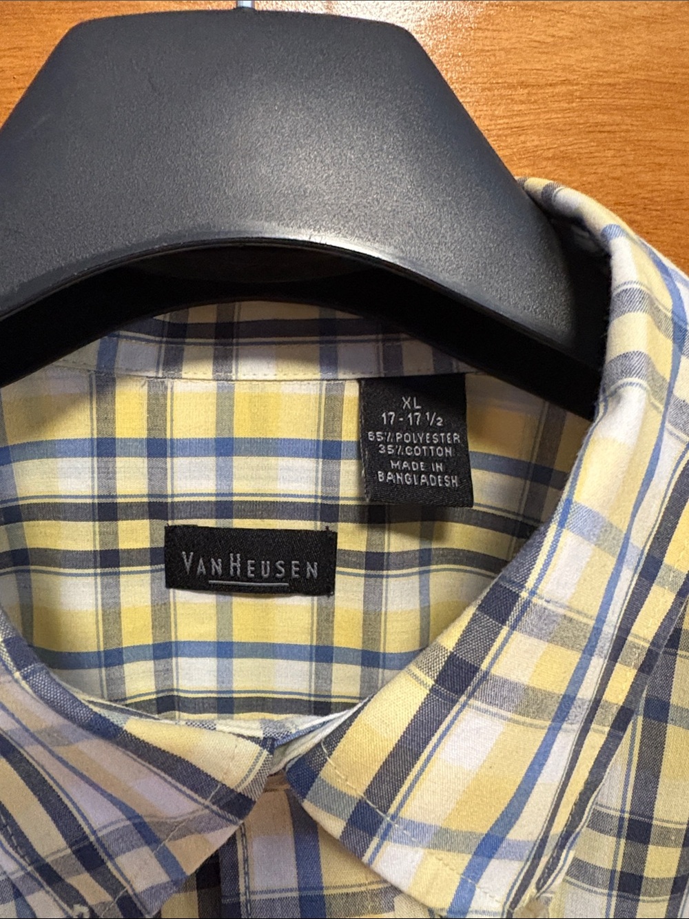 Van Heusen Yellow and Blue Plaid Button-Down Shirt